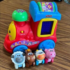 Fisher-Price Bright Red Train Learning Toy plus 4 animals